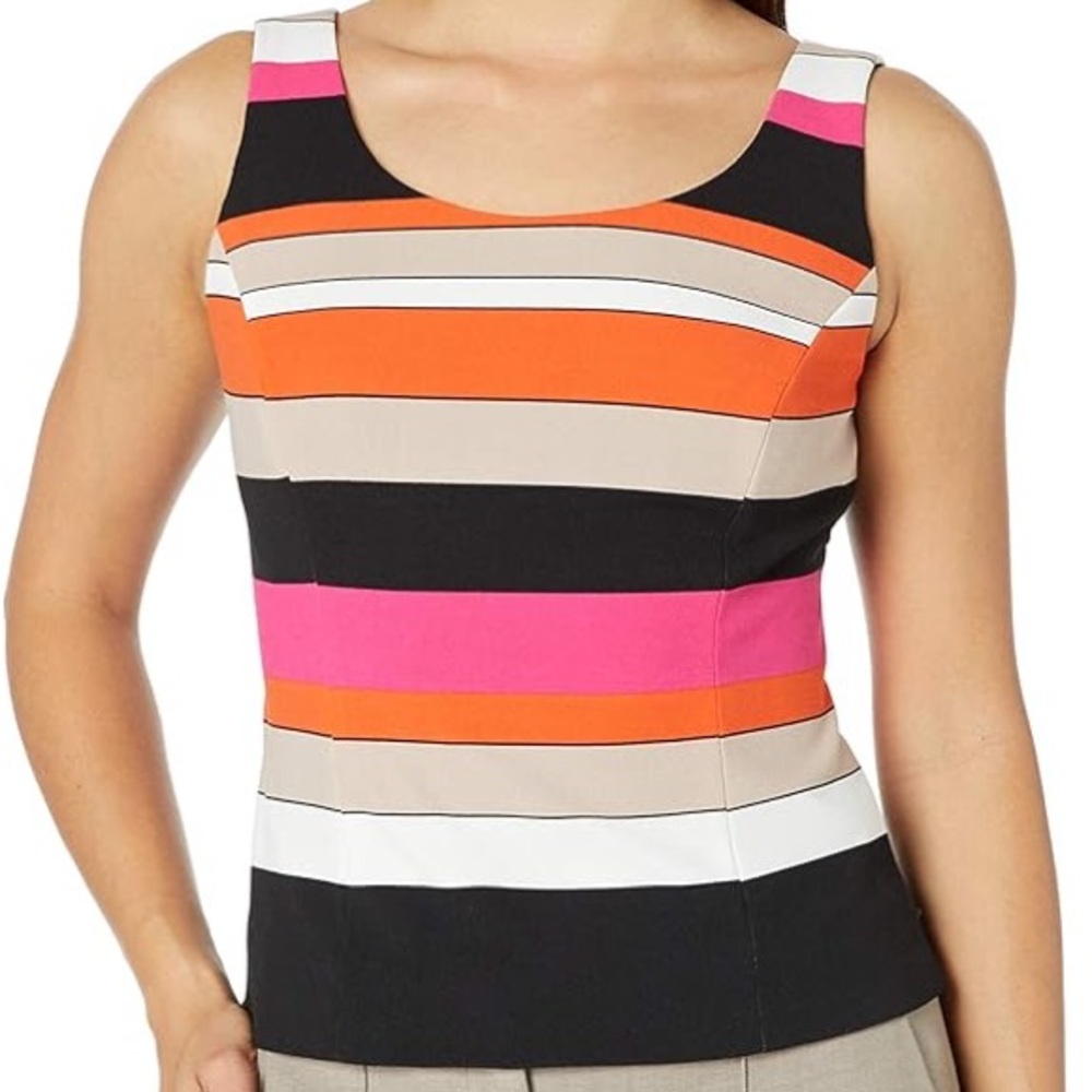 Kasper | Striped Sleeveless Top Size 14